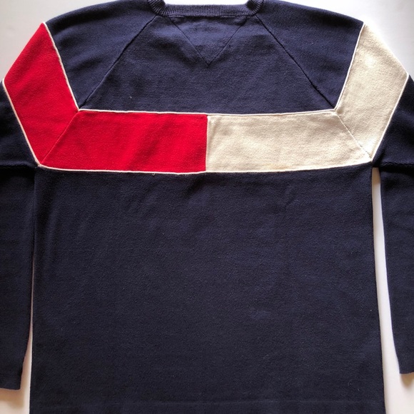 90s Vintage Tommy Hilfiger Navy Logo Sweater - Picture 8 of 8